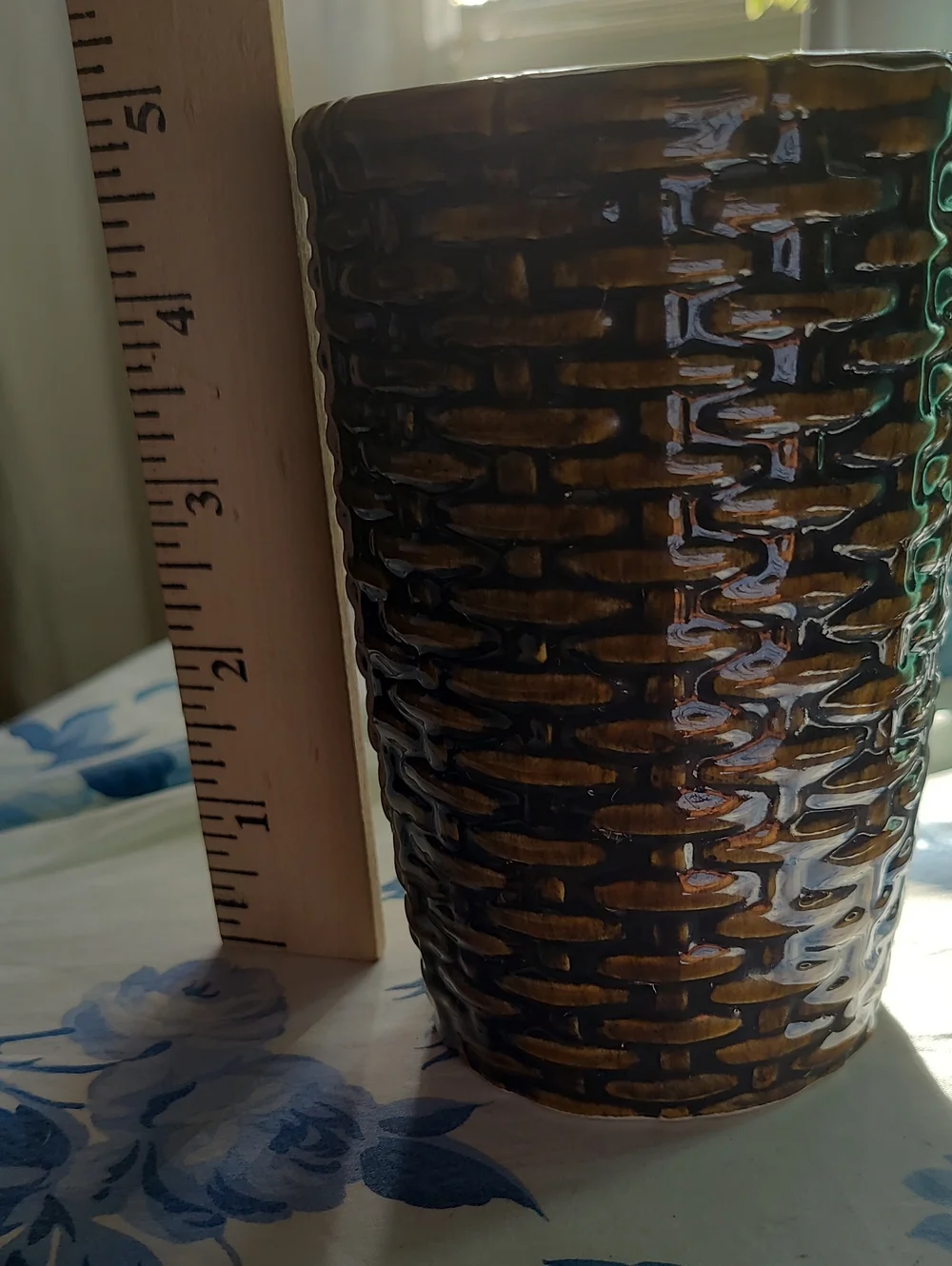 Handcrafted Brown Textured Ceramic Basket Weaved Vase